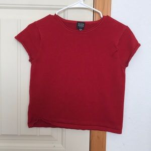 cropped red short sleeve top